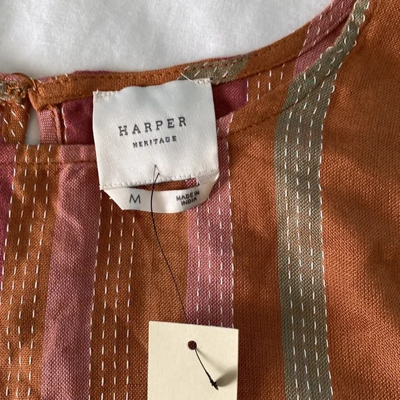 Harper Heritage Francesca’s Collections Striped Tie Front Long Sleeve Top Size M - Picture 4 of 10